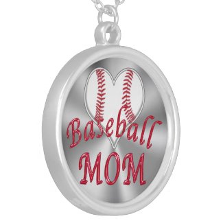 Cute Heart Shaped Baseball Mom Necklace