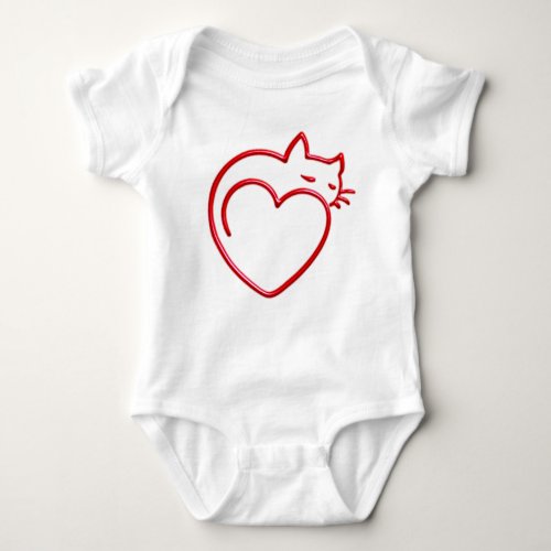 Cute Heart Shaped Cat Baby Bodysuit