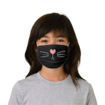 Cute Heart-Shaped Cat Nose Kids' Cloth Face Mask