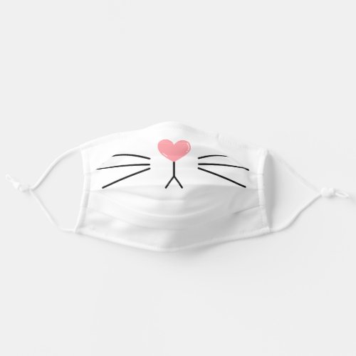 Cute Heart_Shaped Cat Nose White Adult Cloth Face Mask