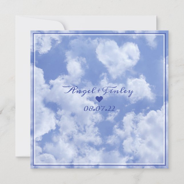 Cute Heart Shaped Cloud In Blue Sky Cheerful Happy (Front)