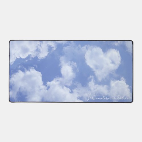 Cute Heart Shaped Cloud In Blue Sky Cheerful Happy Desk Mat