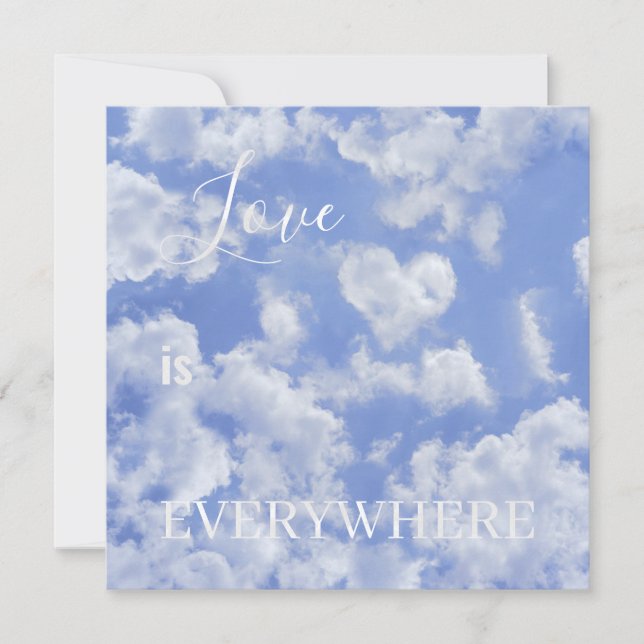 Cute Heart Shaped Cloud In Blue Sky Cheerful Happy Holiday Card (Front)