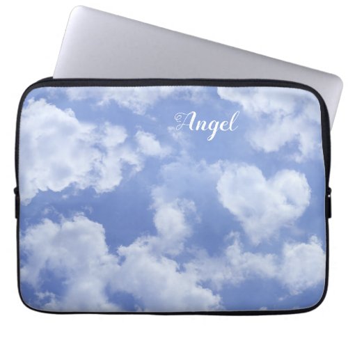 Cute Heart Shaped Cloud In Blue Sky Cheerful Happy Laptop Sleeve
