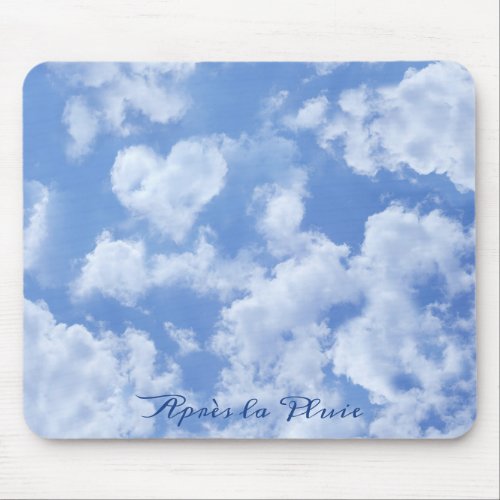 Cute Heart Shaped Cloud In Blue Sky Cheerful Happy Mouse Pad