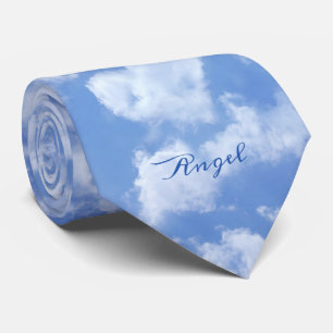 Cute Heart Shaped Cloud In Blue Sky Cheerful Happy Neck Tie