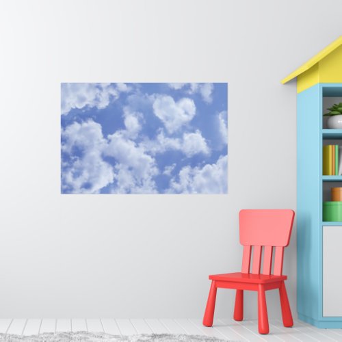 Cute Heart Shaped Cloud In Blue Sky Cheerful Happy Poster