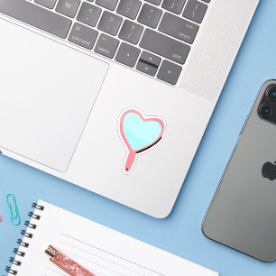 Cute Heart Shaped Handheld Vanity Mirror Sticker