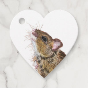 Cute heart-shaped mouse gift tags