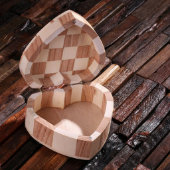 Cute Heart Shaped Small Light Wooden Jewelry Box (Inside)