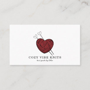 Cute Heart Shaped Yarn Handmade Knit Goods Business Card