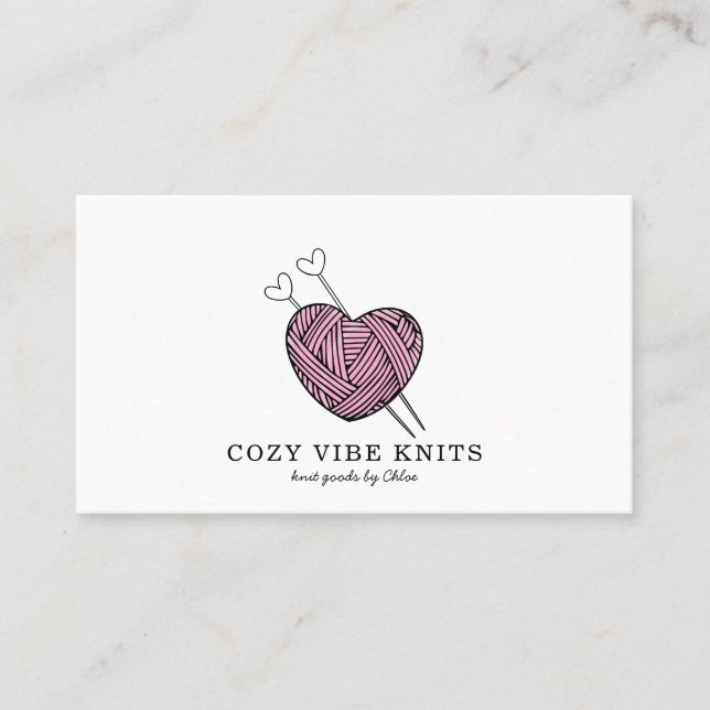 Cute Heart Shaped Yarn Handmade Knit Goods  Business Card (Front)