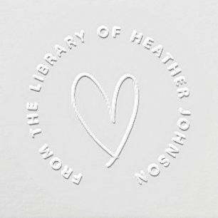 Cute Heart Simple From The Library Custom Book Embosser