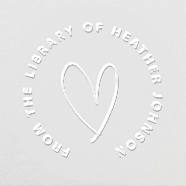 Cute Heart Simple From The Library Custom Book Embosser (Design)