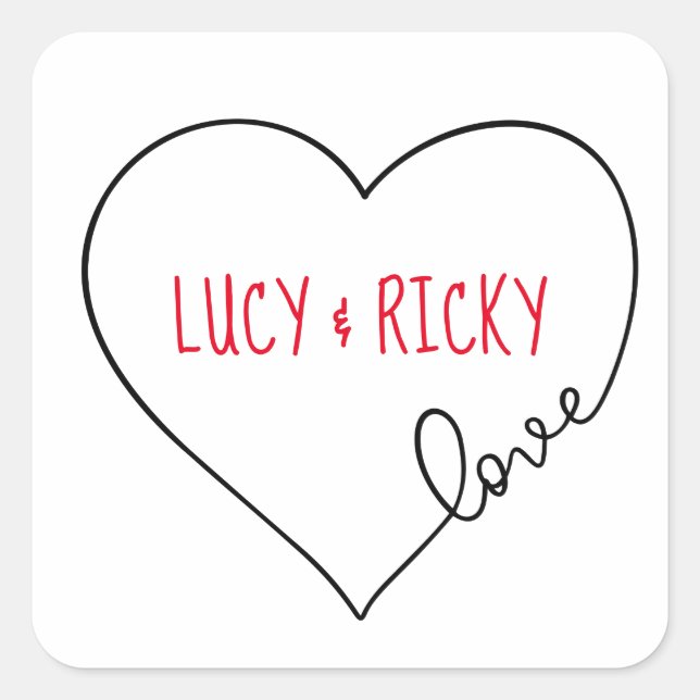 Cute Heart Square Sticker (Front)