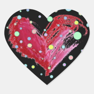 Cute Heart Stickers Black Polka Dots