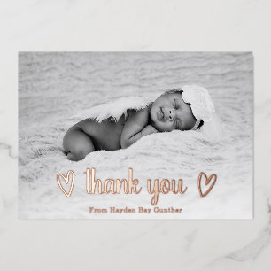Cute Heart Thank You Photo Birth Announcement