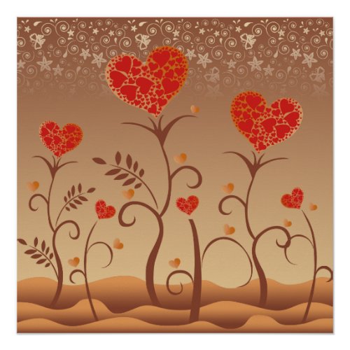 Cute Heart Tree Love  Poster