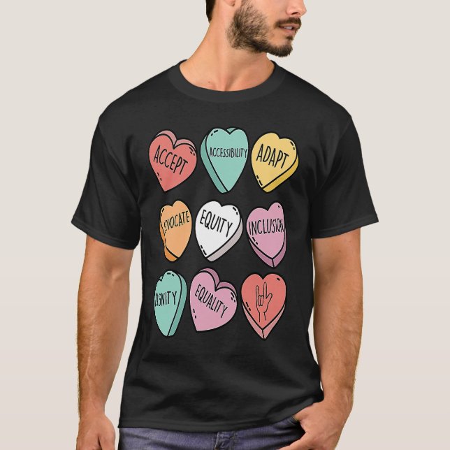 Cute Heart Valentines Day Love Special Education T T-Shirt (Front)