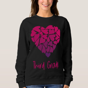 Cute Heart Valentines Day Third Grade Sweatshirt