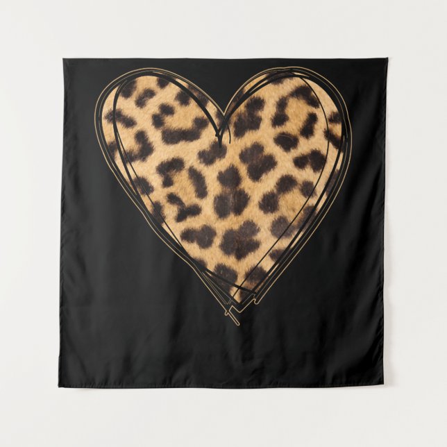 Cute Heart Valentines Leopard Pattern Tapestry (Front)