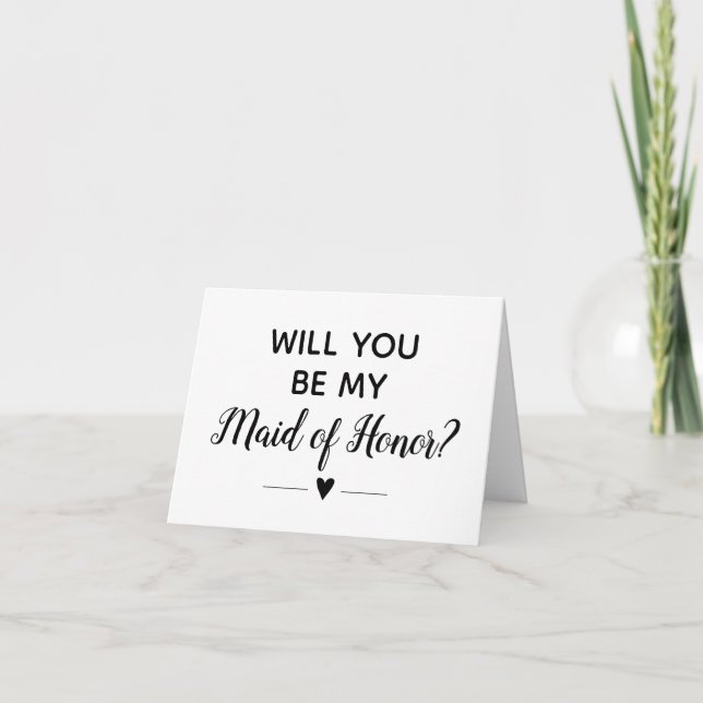 Cute Heart Will You Be My Maid of Honor Card (Front)