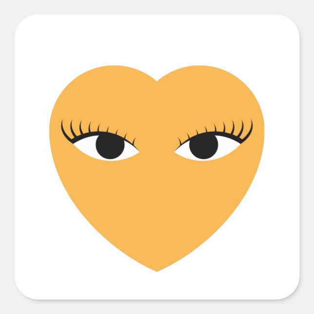 Cute Heart with Eyes on White round sticker (Front)