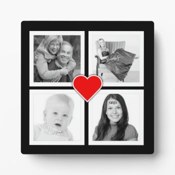 Cute Heart With Four Photos Custom Plaque by PartyHearty at Zazzle