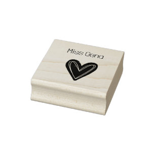 Cute Heart Wood Art Stamp