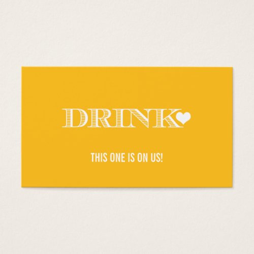Cute Heart Yellow Wedding Drink Ticket Business Card