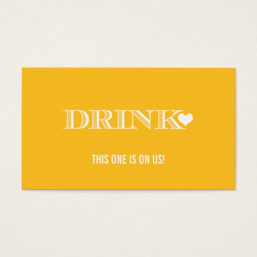 Customizable Cute Heart Yellow Wedding Drink Ticket Business Card