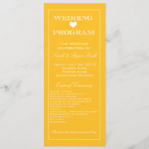 Cute Heart Yellow Wedding Program