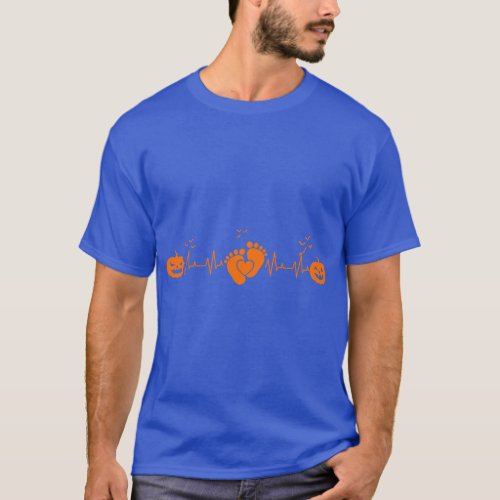 Cute Heartbeat Halloween Nicu Nurse Pumpkin Ghost  T_Shirt