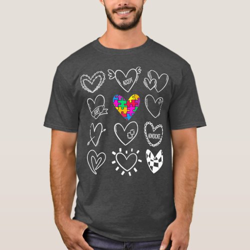 Cute Hearts Accept Adapt Advocate Autism T_Shirt