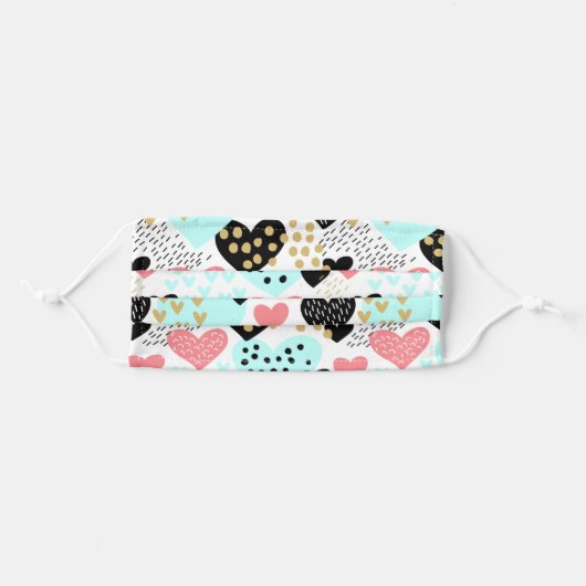 Cute Hearts Adult Cloth Face Mask (Front, Folded)