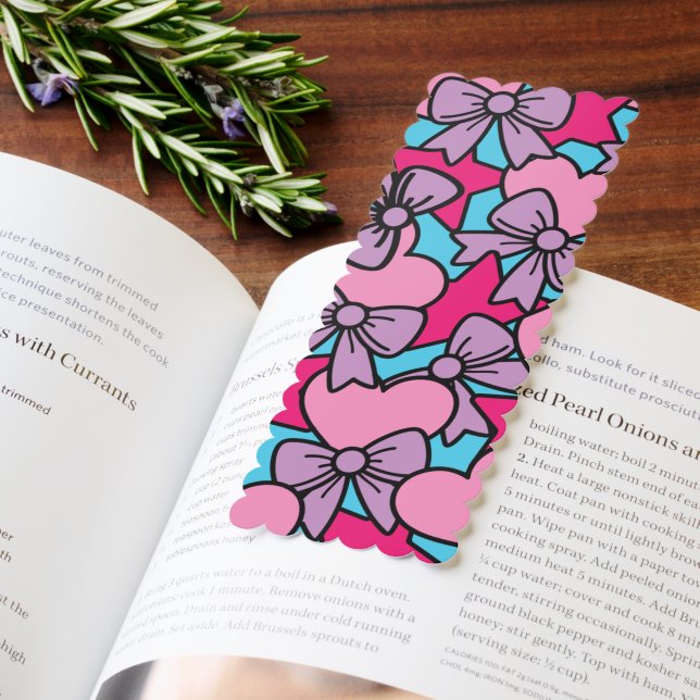 Cute Hearts and Bows Pattern Bookmark (Book)