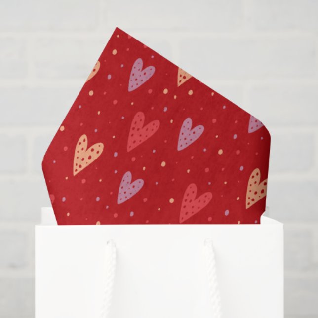 Cute Hearts and dots Valentines Pattern Tissue Paper (Gift Bag)