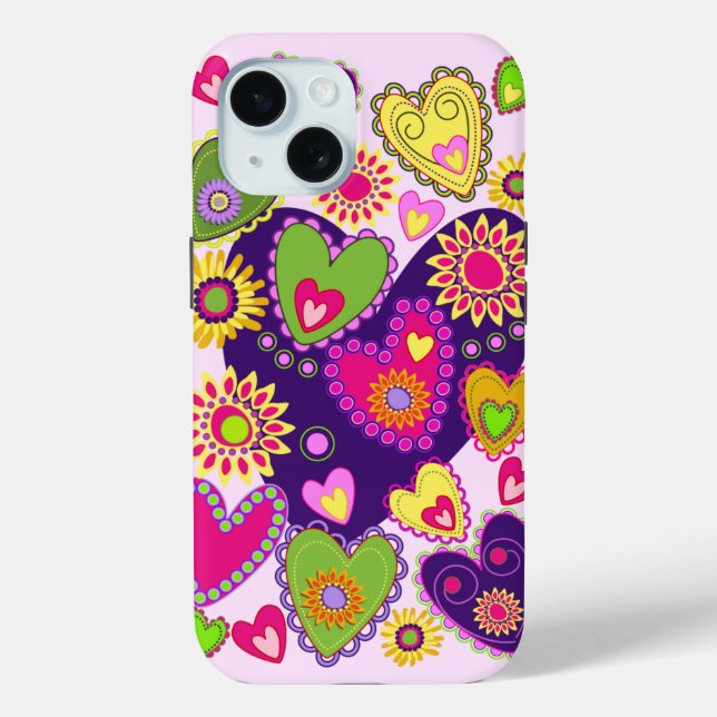 Cute Hearts and Flowers Case-Mate iPhone Case (Back)