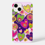 Cute Hearts and Flowers Case-Mate iPhone 14 Case
