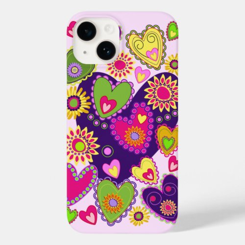 Cute Hearts and Flowers Case_Mate iPhone 14 Case