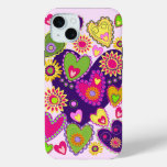 Cute Hearts and Flowers iPhone 15 Plus Case