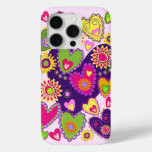 Cute Hearts and Flowers iPhone 15 Pro Case