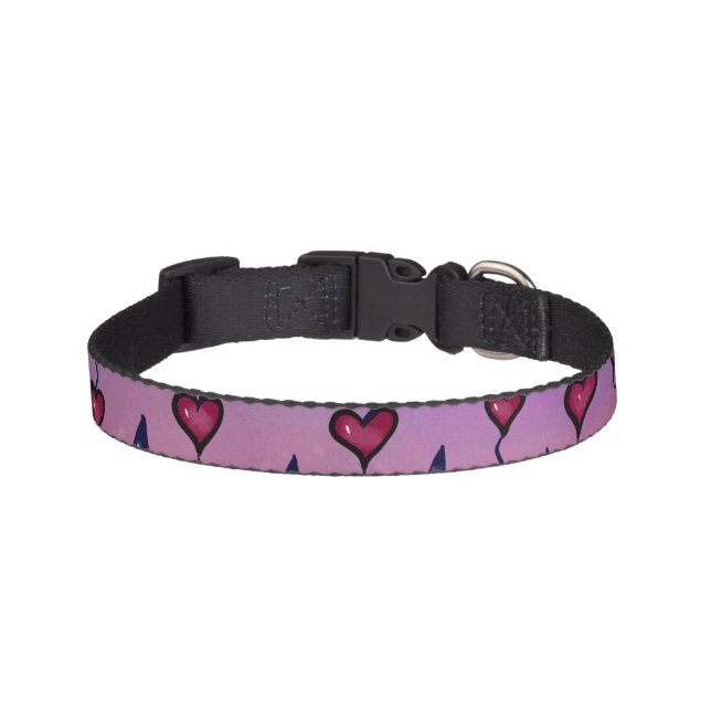 Cute hearts and raindrops pet collar (Front)
