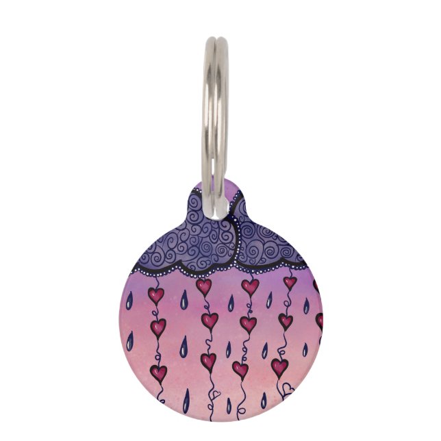 Cute hearts and raindrops pet ID tag (Front)