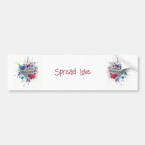 Cute Hearts And Washes In Watercolor  Bumper Sticker