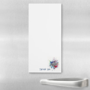 Cute Hearts And Washes In Watercolor Magnetic Notepad