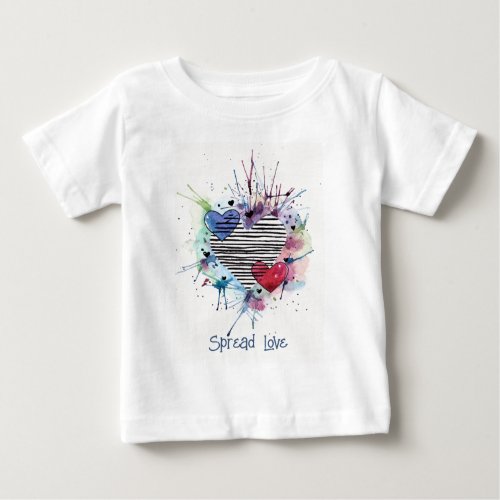 Cute Hearts And Washes In Watercolor  T_Shirt