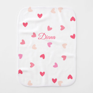Cute hearts Baby burp cloth with name