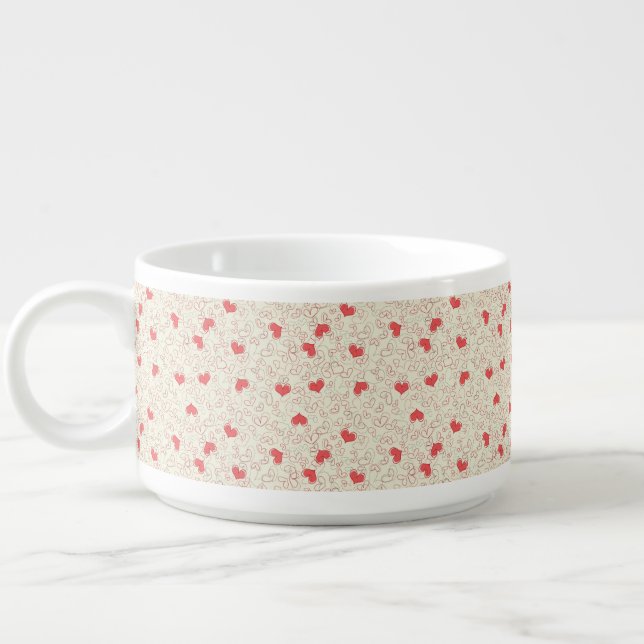Cute Hearts Background Bowl (Right)