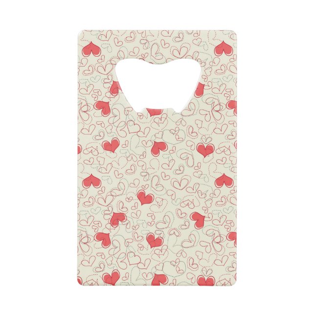 Cute Hearts Background Credit Card Bottle Opener (Front)